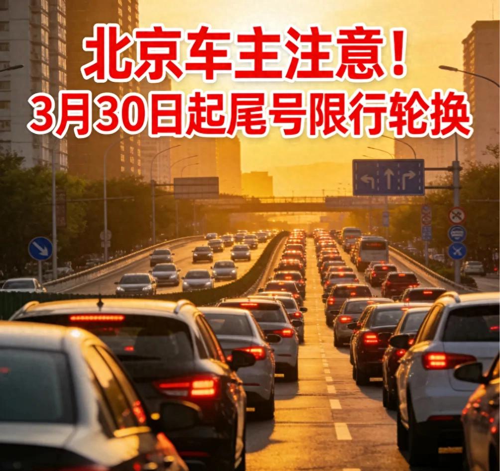 2026 年 3 月北京机动车尾号限行轮换通知，新能源车不限行
